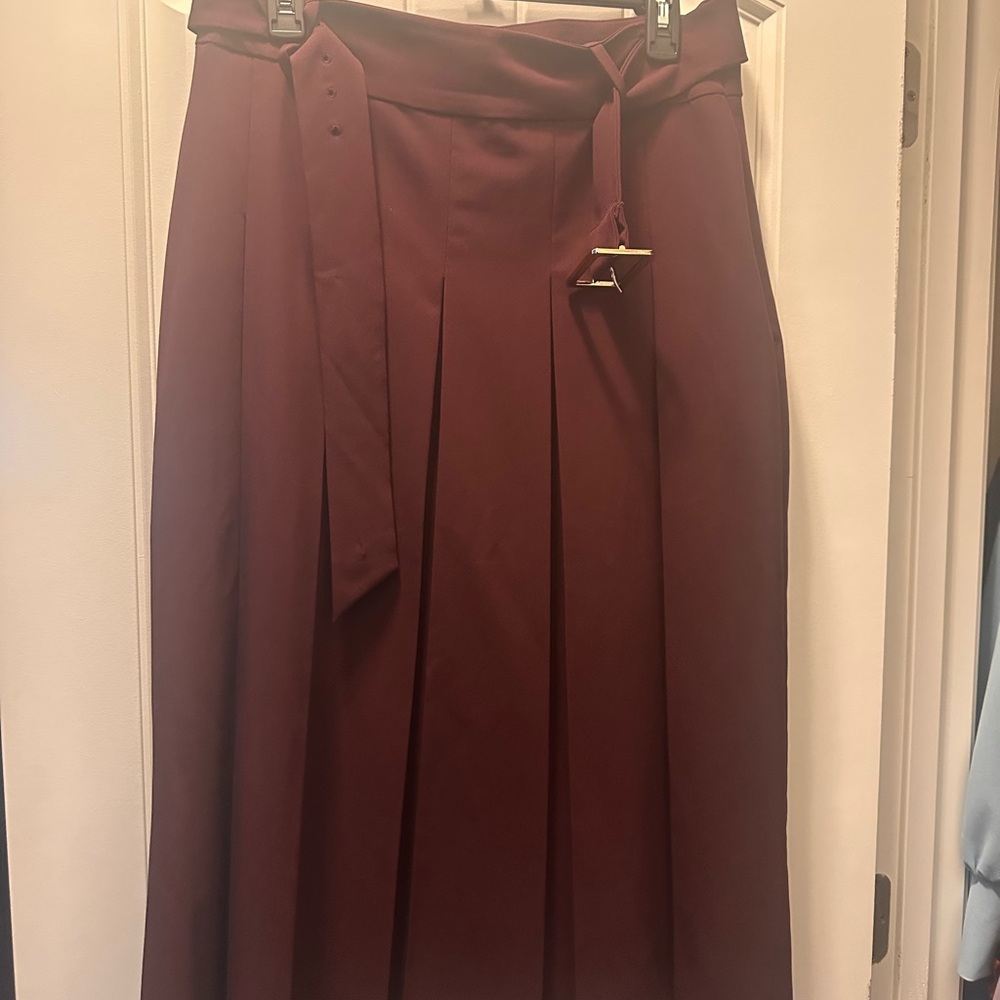 Worthington Red Maxi Pleated Tie Front Skirt